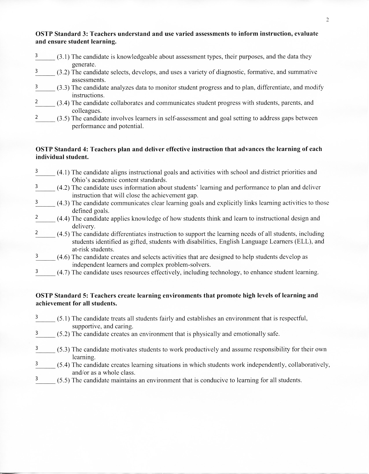 Clinical Practice Final Appraisal - University Supervisor - Page 2