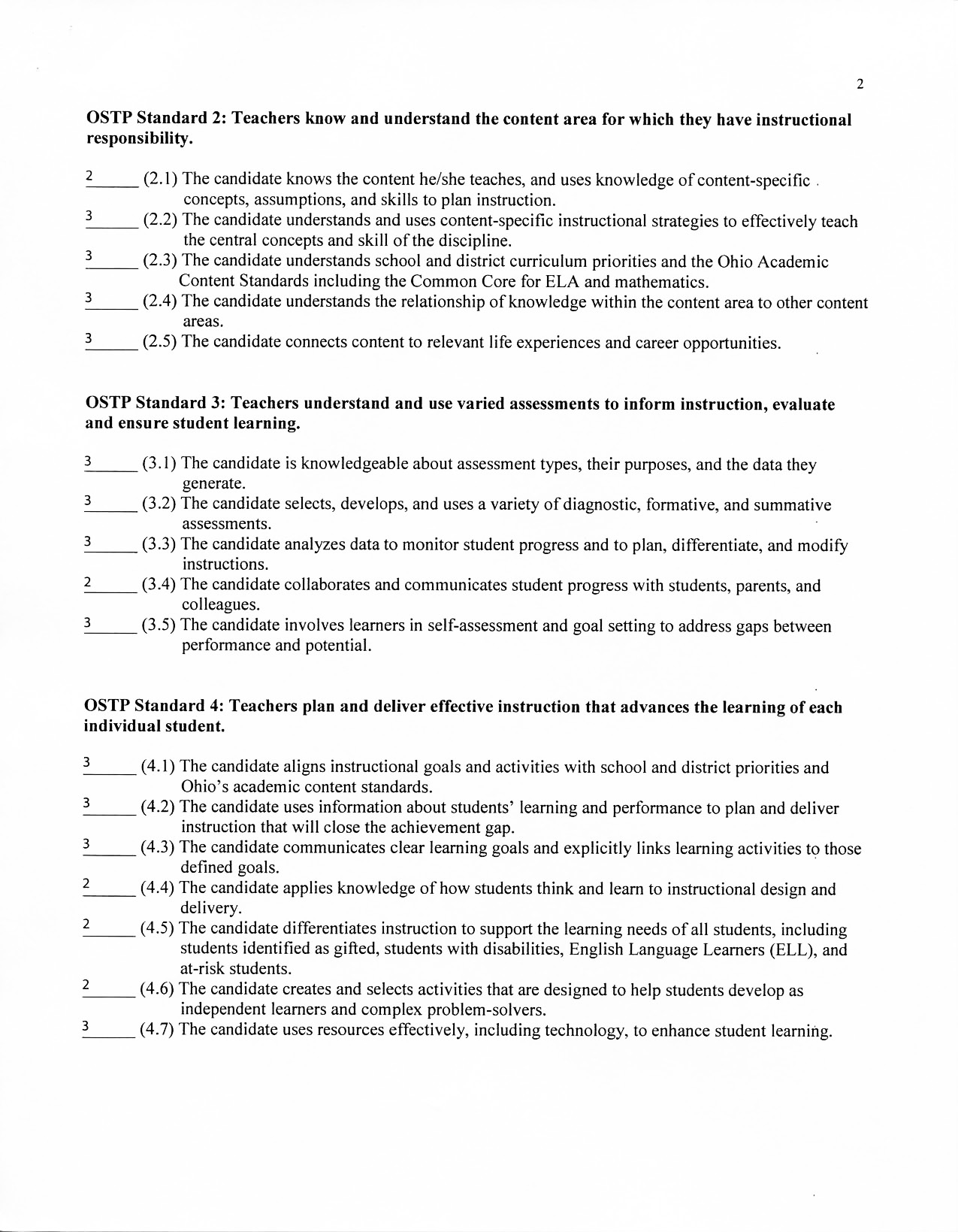 Clinical Practice Placement no. 1 - Midterm, Cooperating Teacher - Page 2