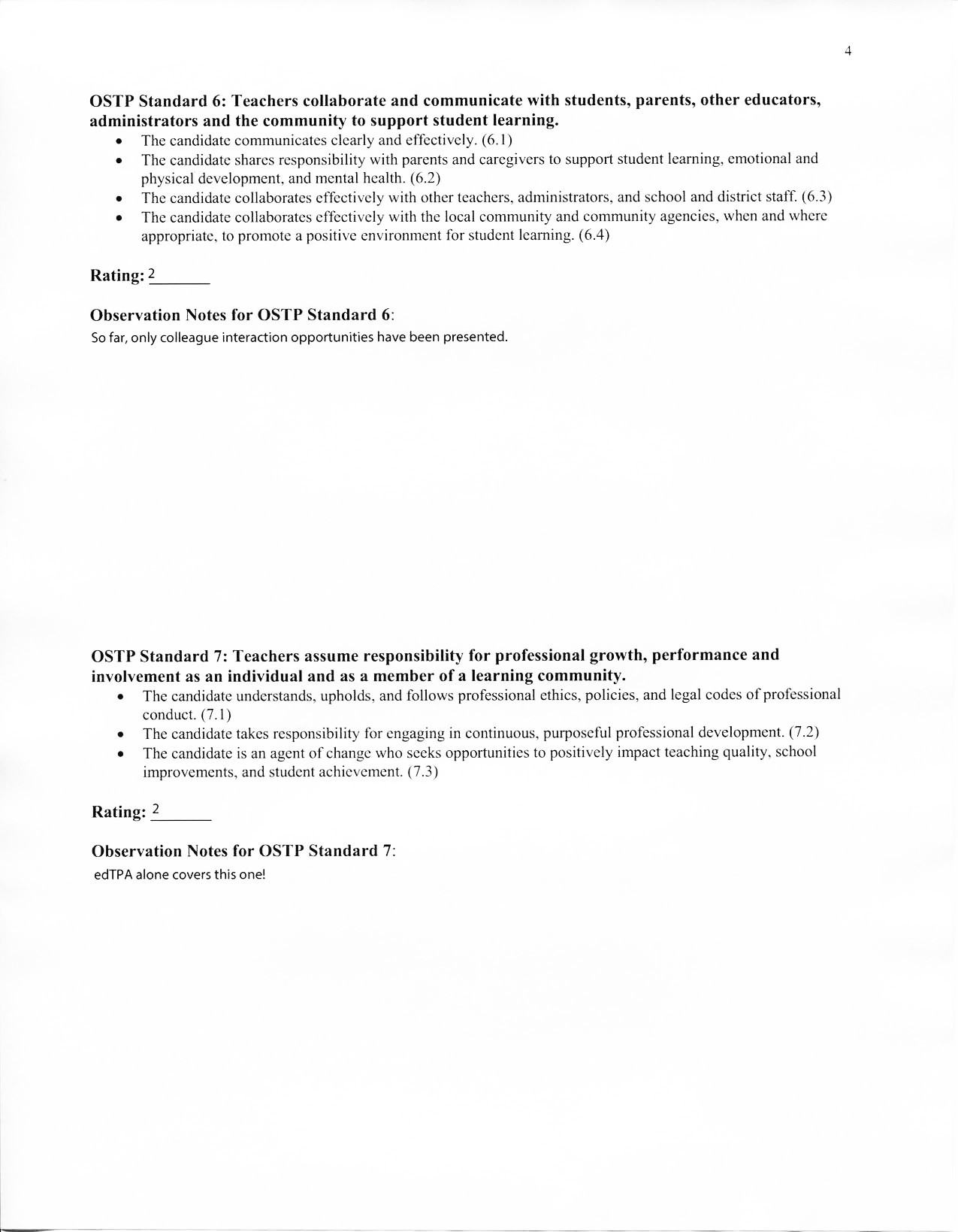 Clinical Practice Placement no. 2 - Observation no. 1, University Supervisor - Page 4