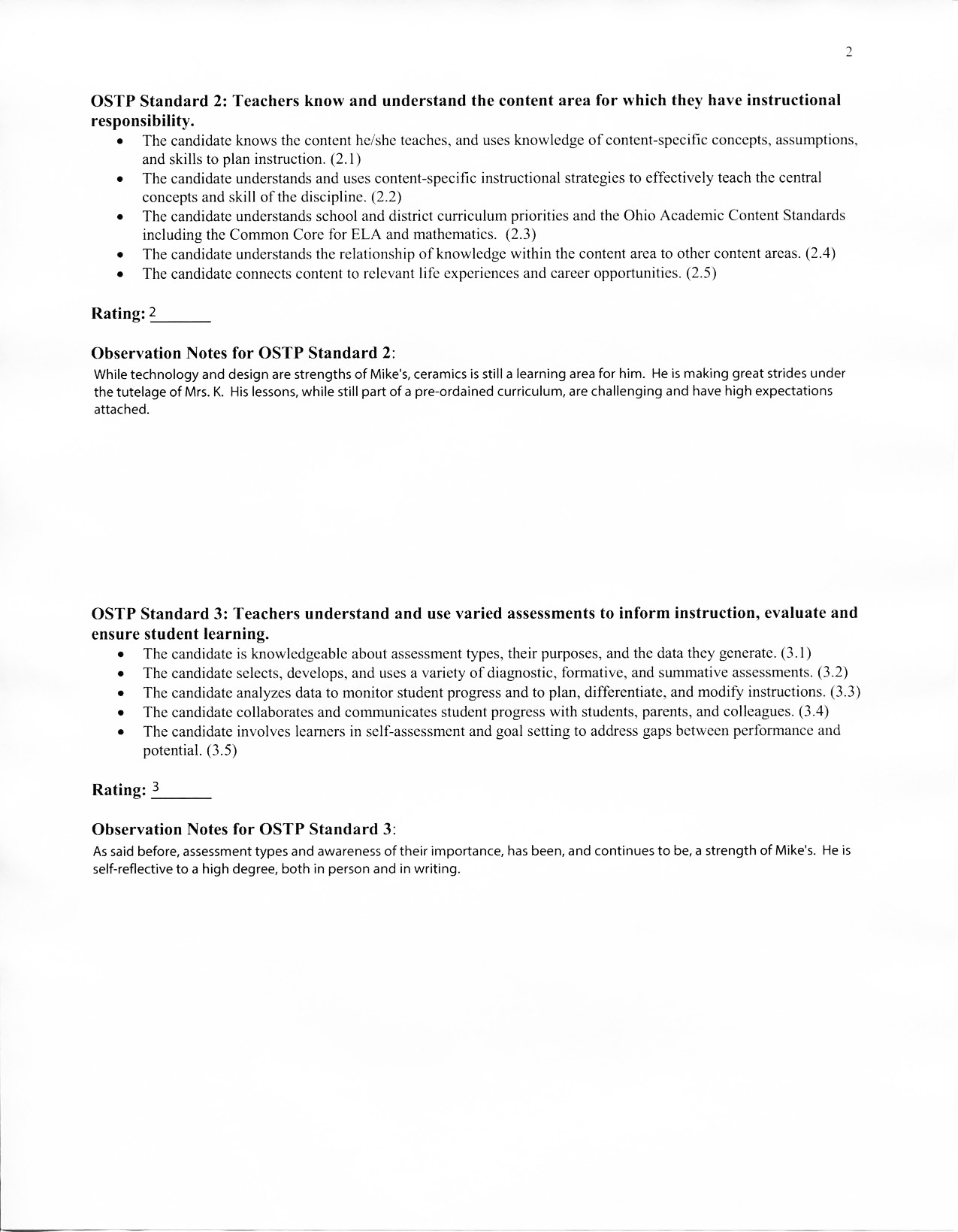 Clinical Practice Placement no. 2 - Observation no. 2, University Supervisor - Page 2