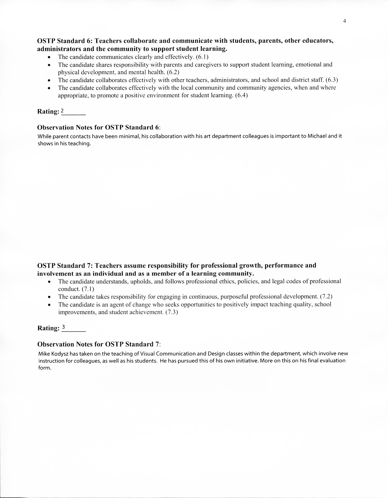 Clinical Practice Placement no. 2 - Observation no. 2, University Supervisor - Page 4